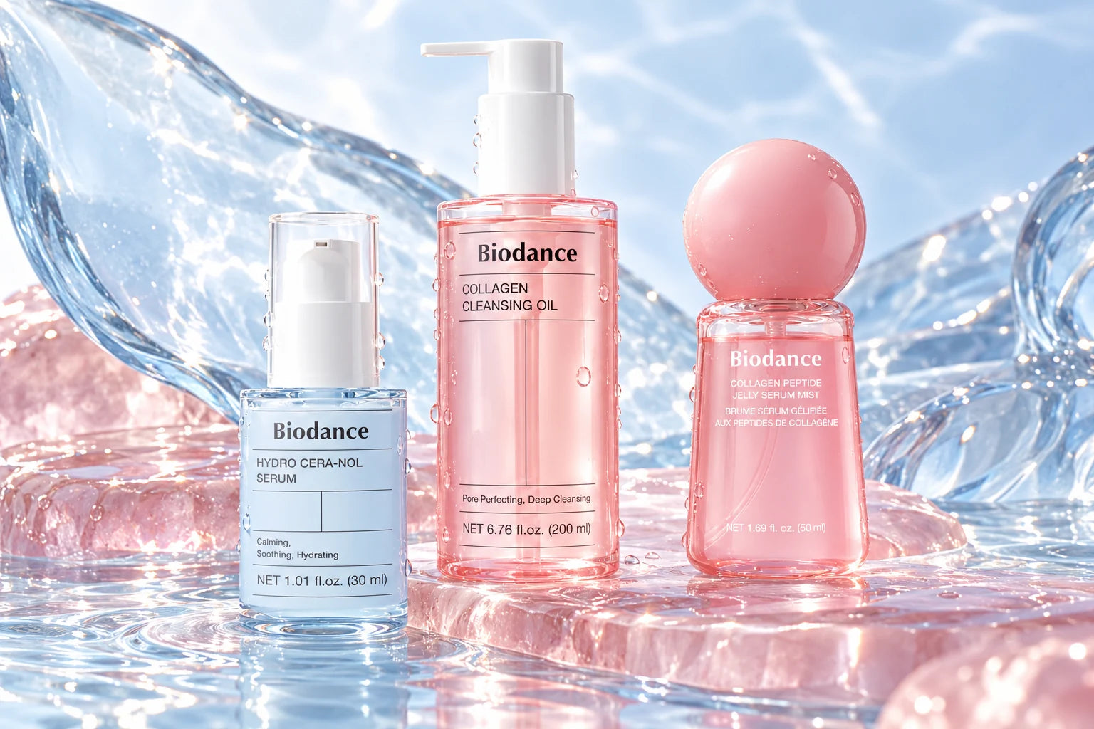 BIODANCE: selected products in a distinctive brand setting.