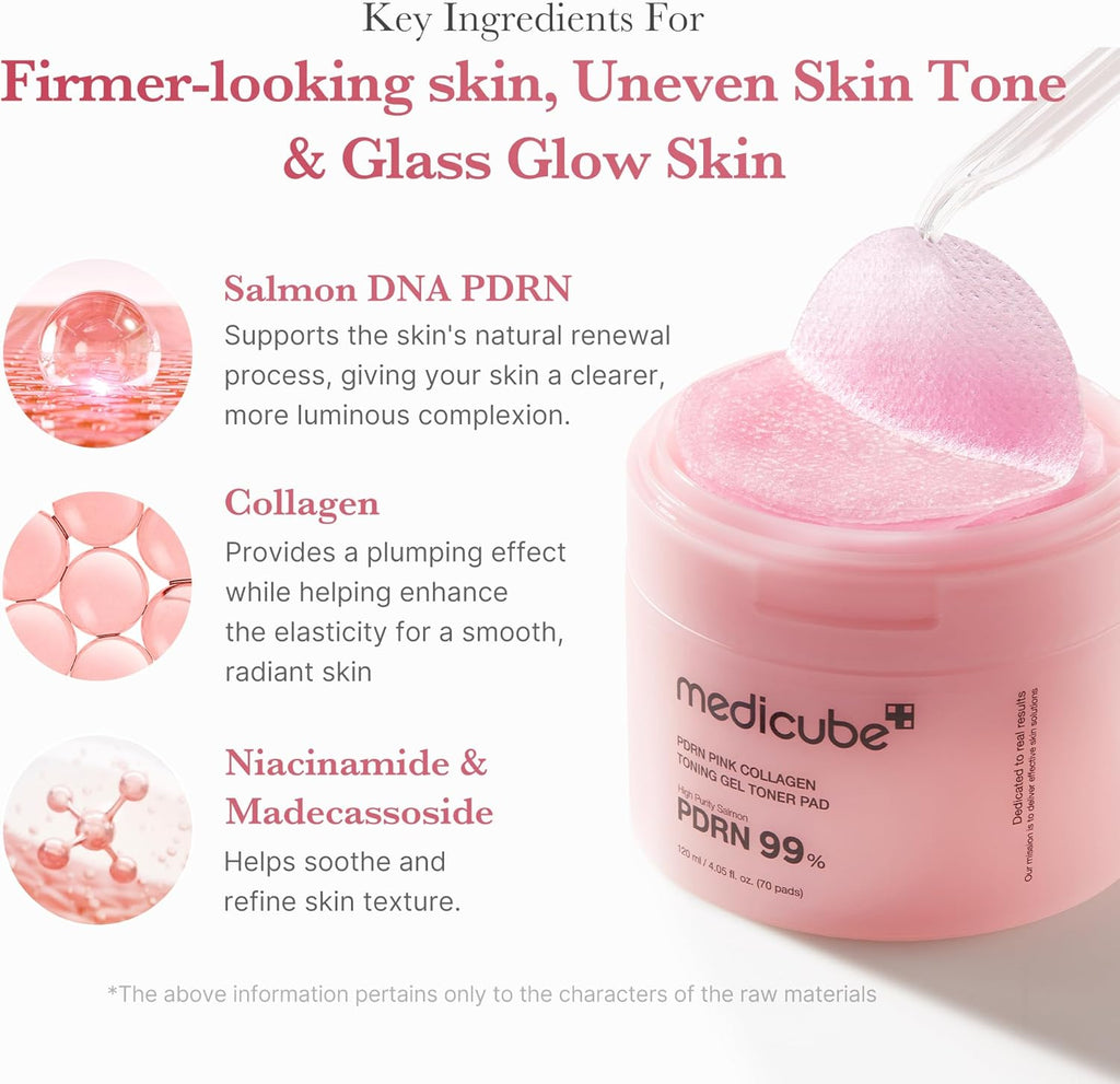 PDRN Pink Collagen Toning Gel Toner Pad