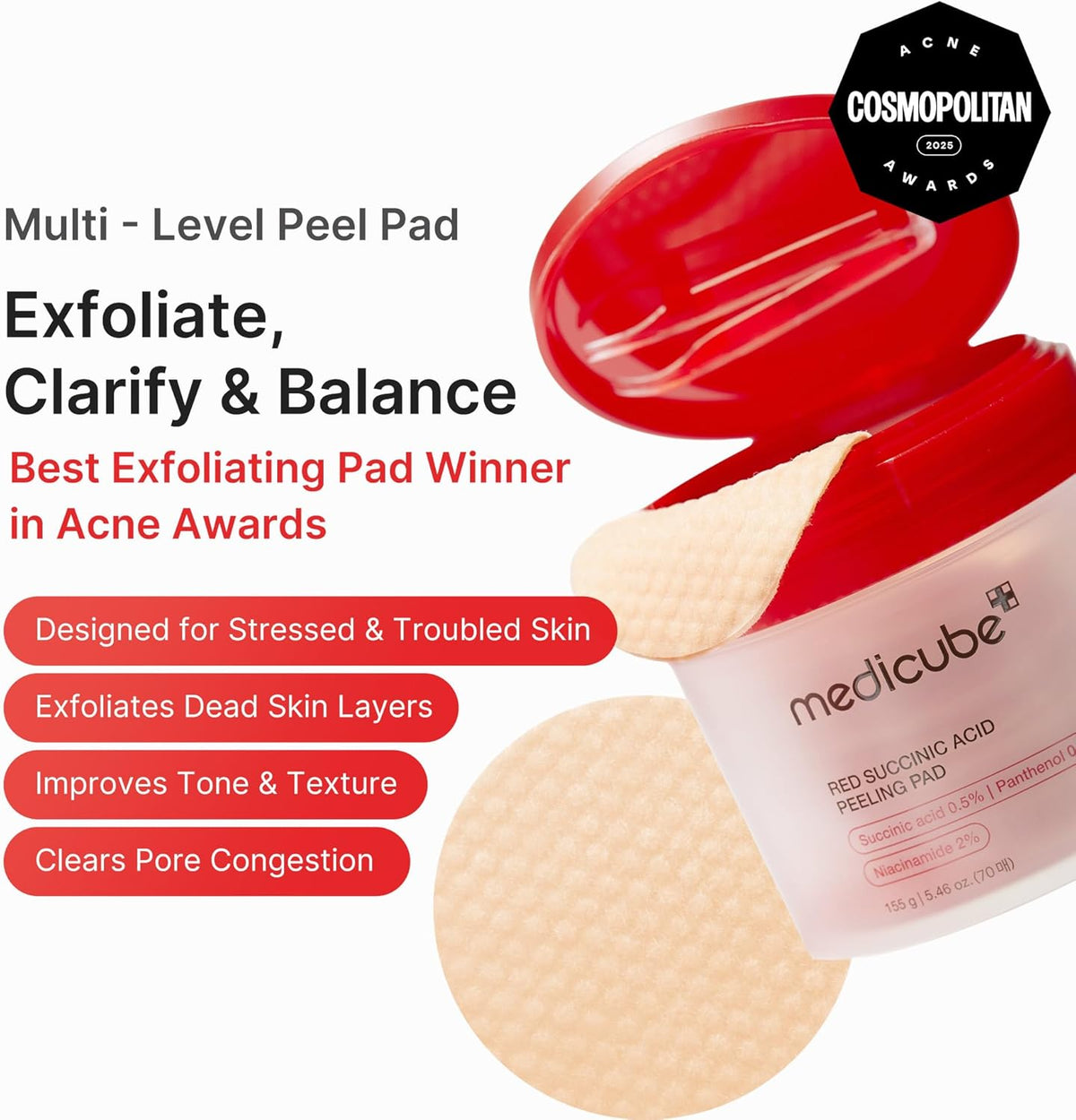 Medicube Red Succinic Peeling Pads