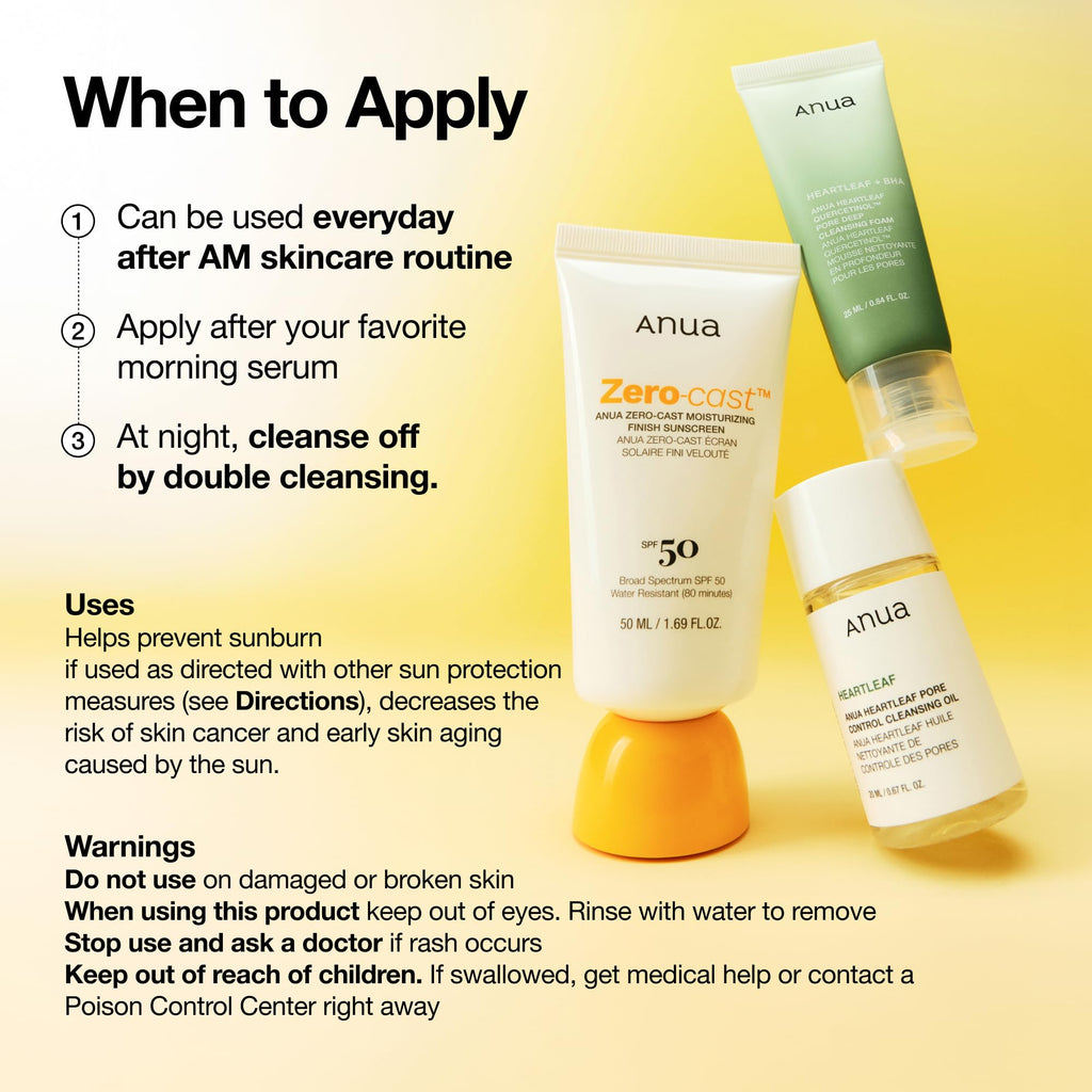 Anua Zero-Cast Moisturizing Finish Sunscreen