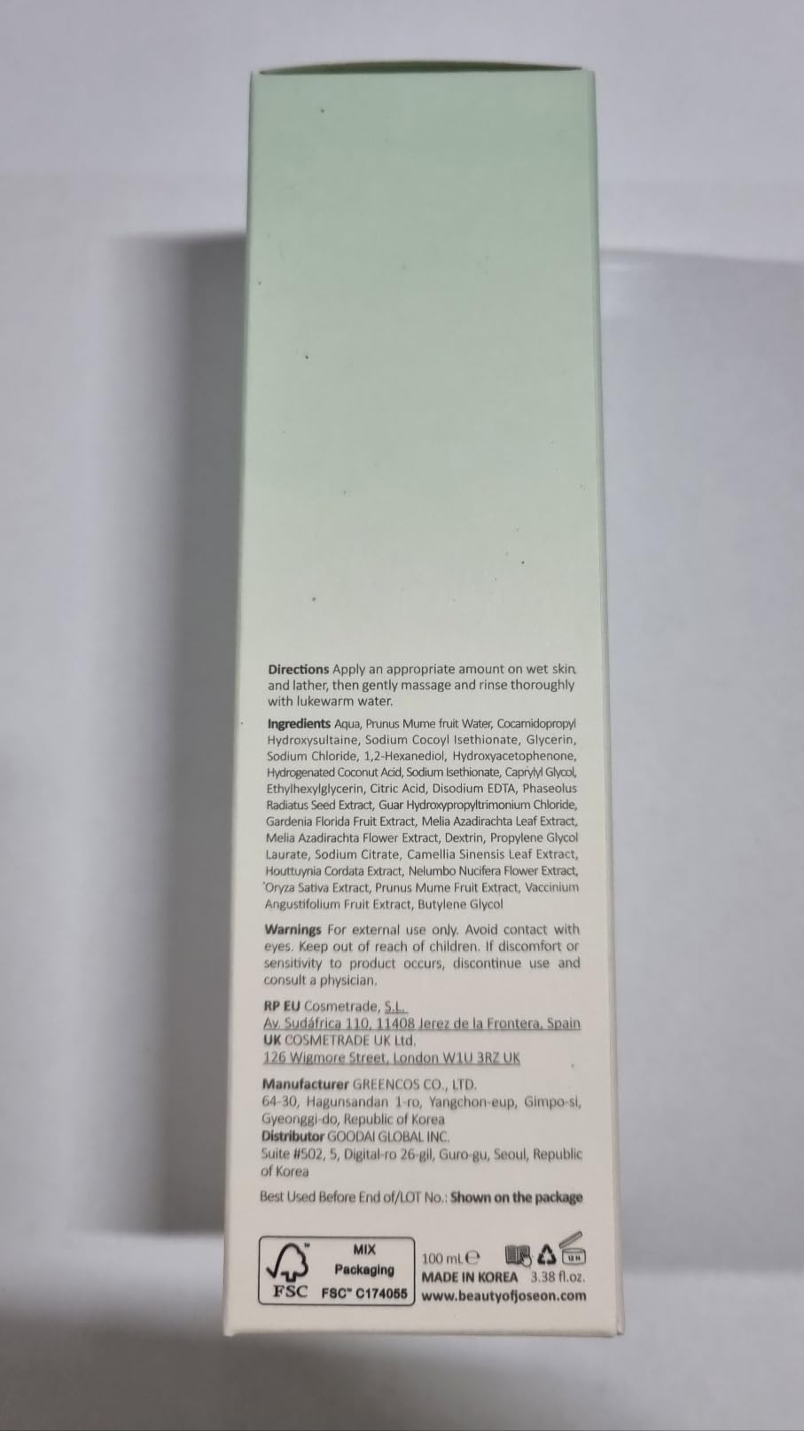 Beauty of Joseon Green Plum Refreshing Cleanser Gel 100 ml