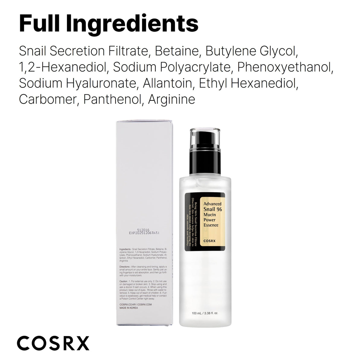 COSRX Snail Mucin 96% Power Repairing Essence 100ml