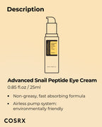 COSRX Snail Mucin Peptide Under Eye Cream 25ml