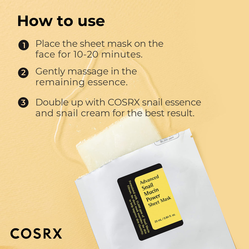 COSRX Snail Mucin Sheet Mask 10 EA with Snail Mucin Serum