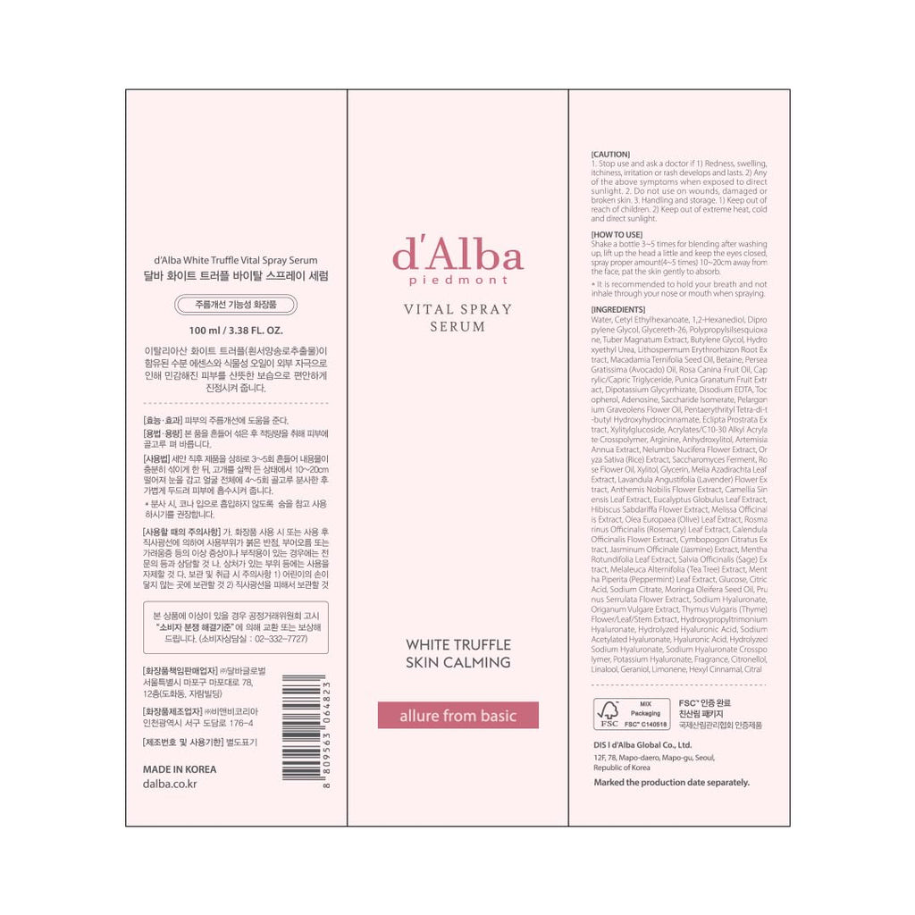 d'alba Piedmont Italian White Truffle Vital Spray Serum