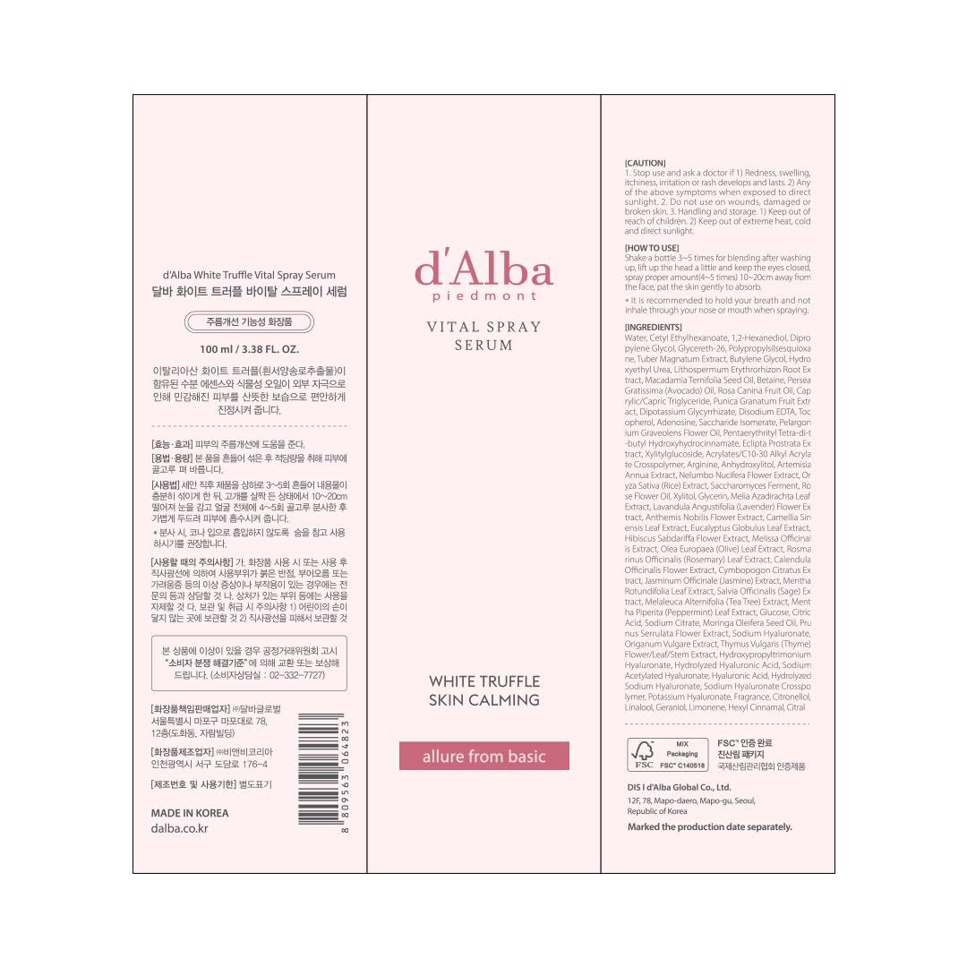 d'alba Piedmont Italian White Truffle Vital Spray Serum
