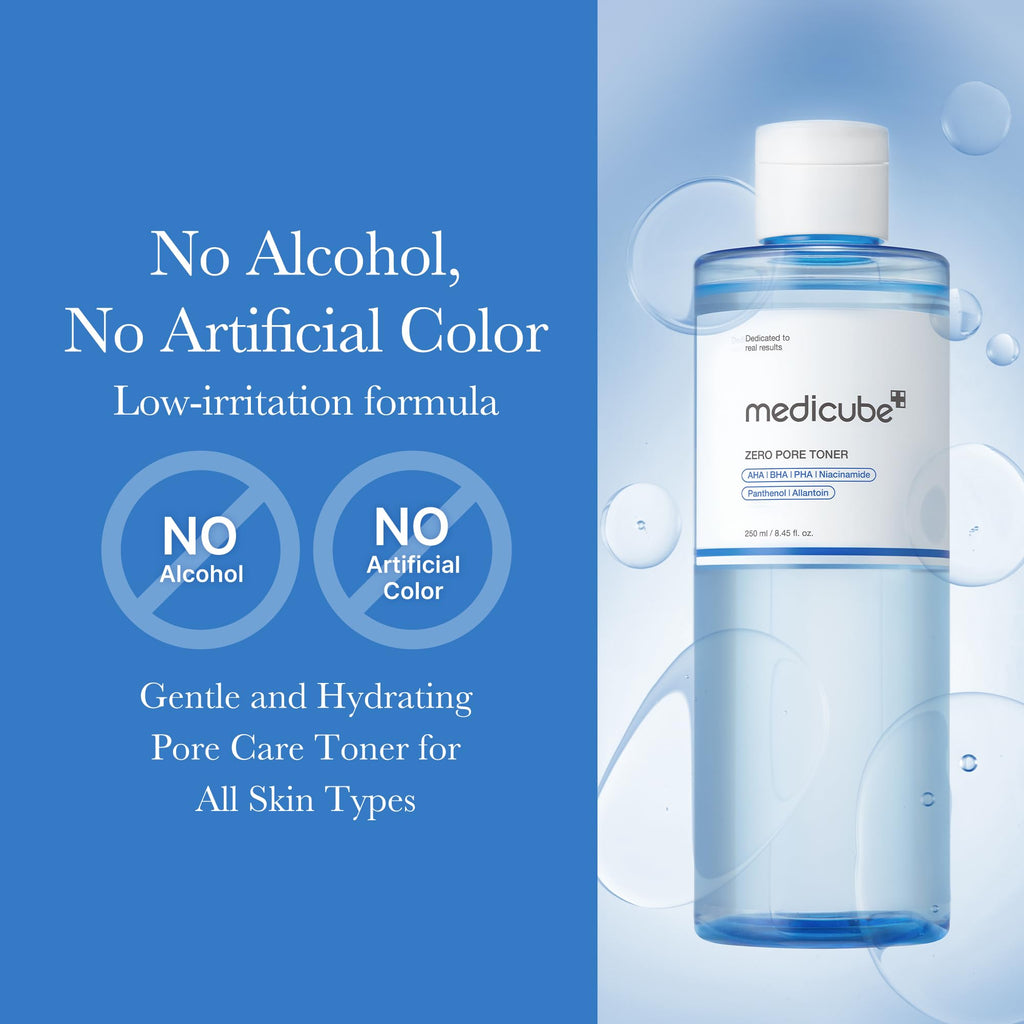 Medicube Zero Pore Toner Exfoliating & Hydrating Blue Bottle Water Toner 250ml